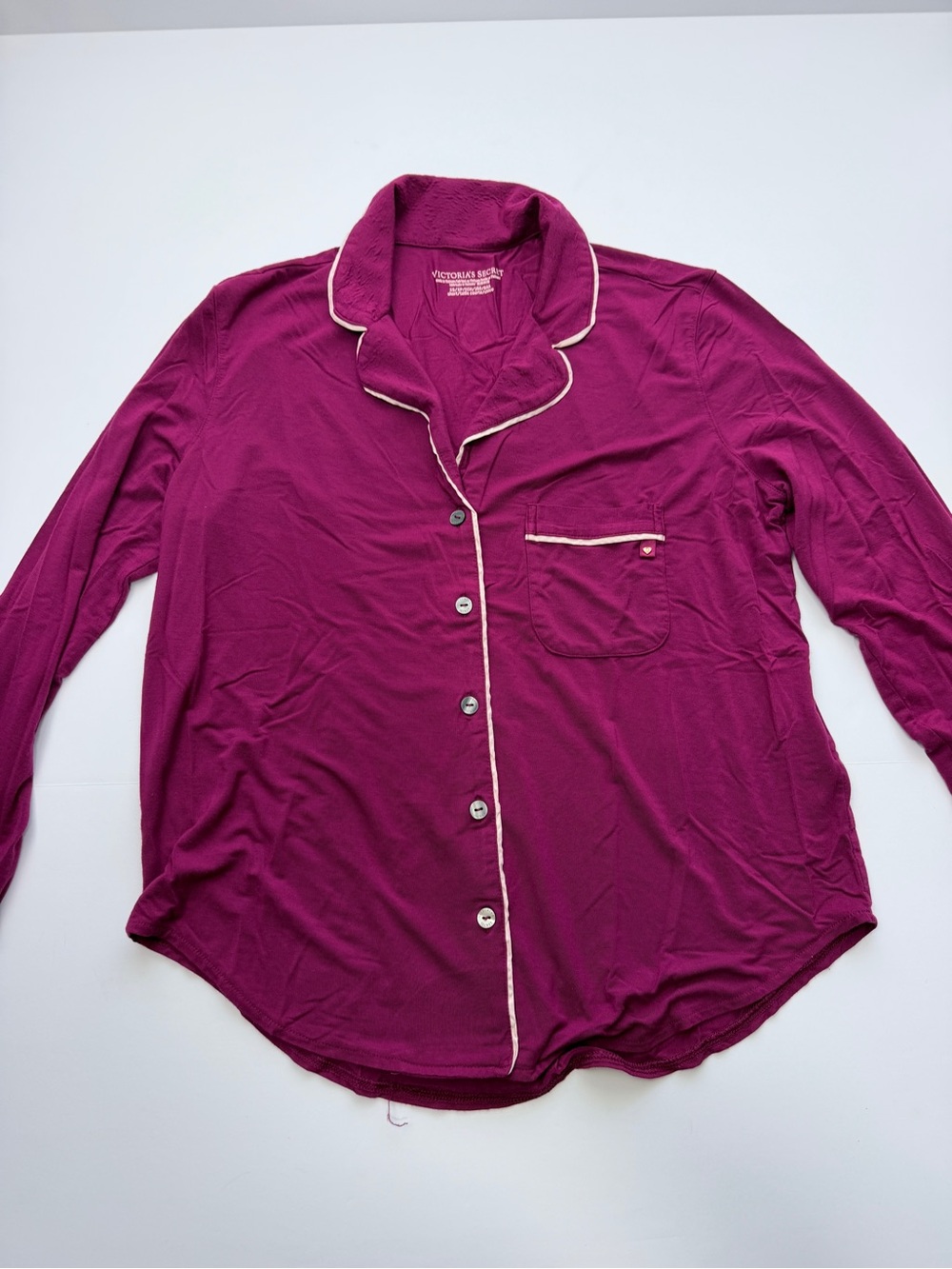 Victoria’s Secret Pajama Top XS Magenta Long Sleeve Button Front Sleep